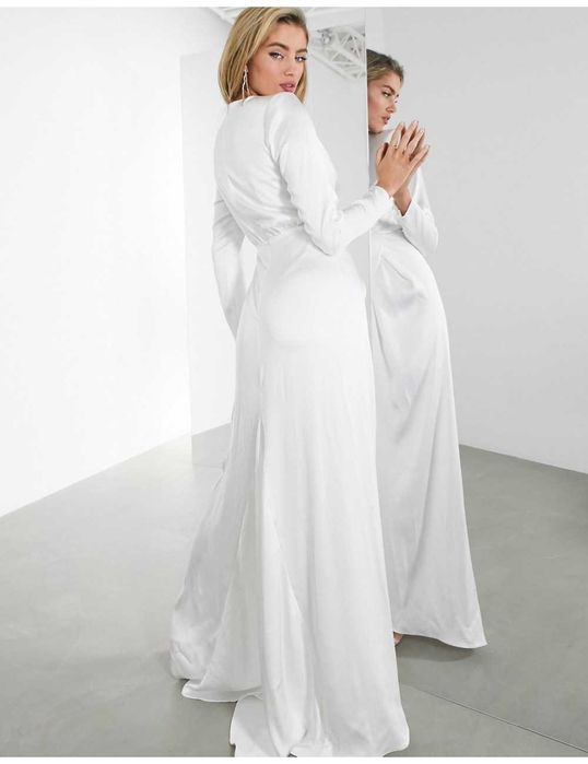 ASOS Bridal бяла сатенена сватбена рокля / булченска рокя 38 размер