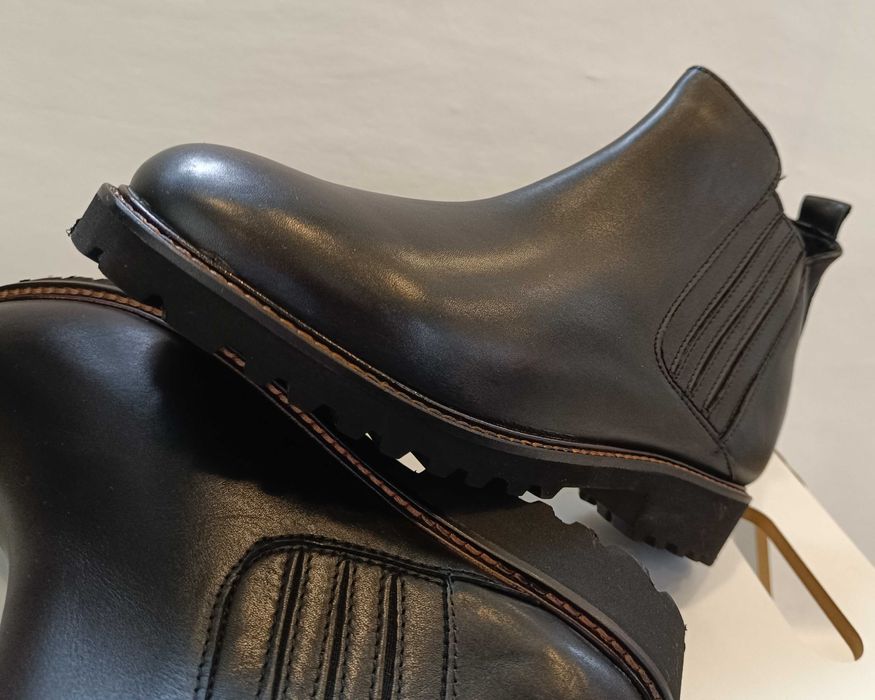 Ghete chelsea 39 plain toe Cafe NOIR NOI piele naturala moale