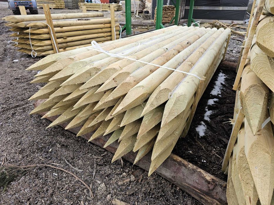 Stalp din lemn rotund ascutit diametru 8cm, L=2,0m natur sau tratat!