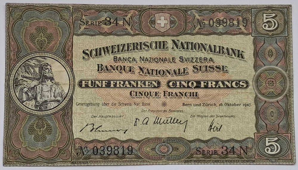 Elvetia, 5 Francs 1947