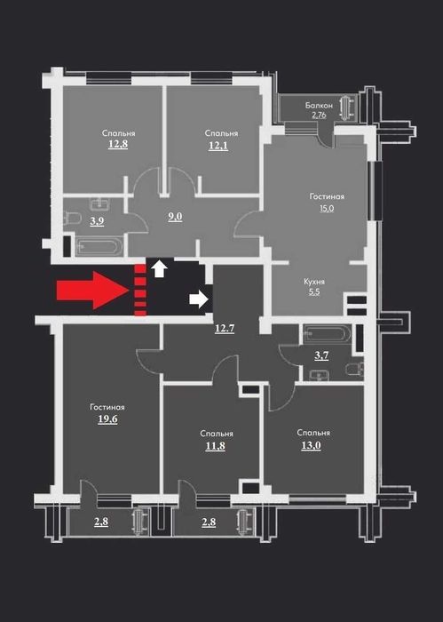 ЖК "Манхэттен". 6-комнатная, 121 м². Дархан, парк Тельман