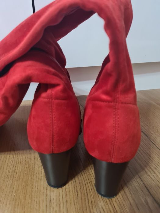 Червени дамски ботуши велур Мегияс 38