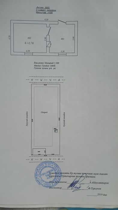 Yer 2 xonali vremiyanka devor bilan oʻralgan