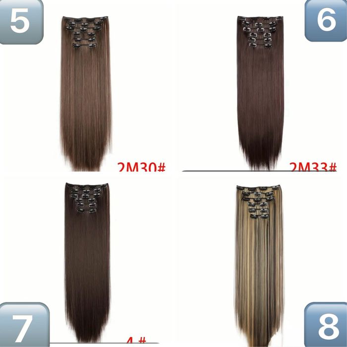 6 реда Комплект коса на редове с клипс екстеншъни 60см Термоустойчива