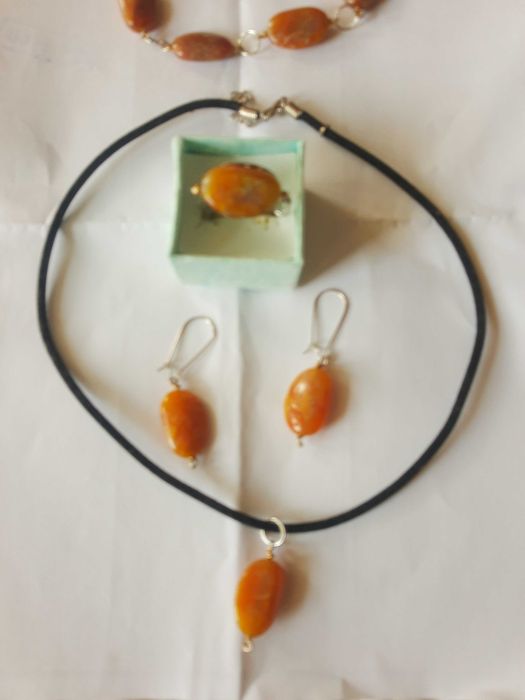 Кехлибар,старинен,естествени камъни,комплект,Уникален,неповторим