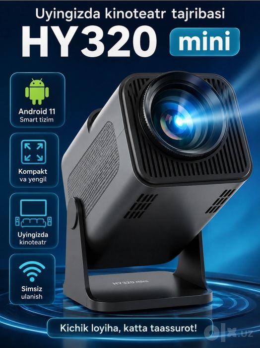 HY320 mini proyektor devorga moslashuvchan aqilli proyektor
