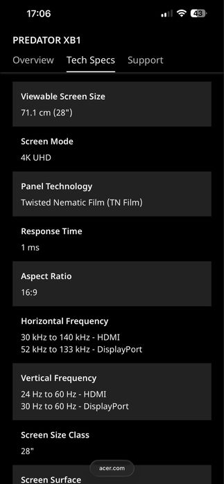 Monitor Gaming Acer Predator 4K
