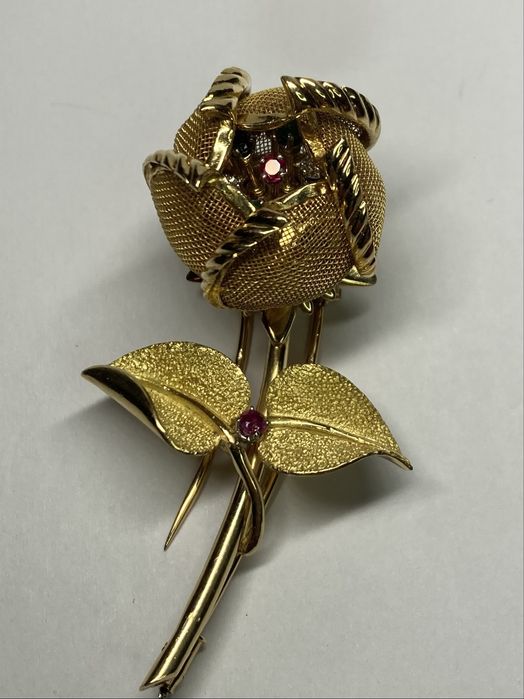 Brosa aur 18kt.diamante rubine smaralde safire