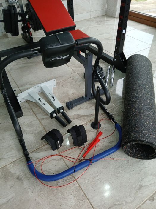 Уникална Фитнес клетка, скрепец, лост, тежести, гумена стелка, стойки