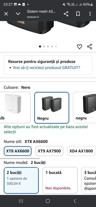 Sistem mesh ASUS ZenWiFi XT8 AX6600 Tri-Band Wi-Fi 6