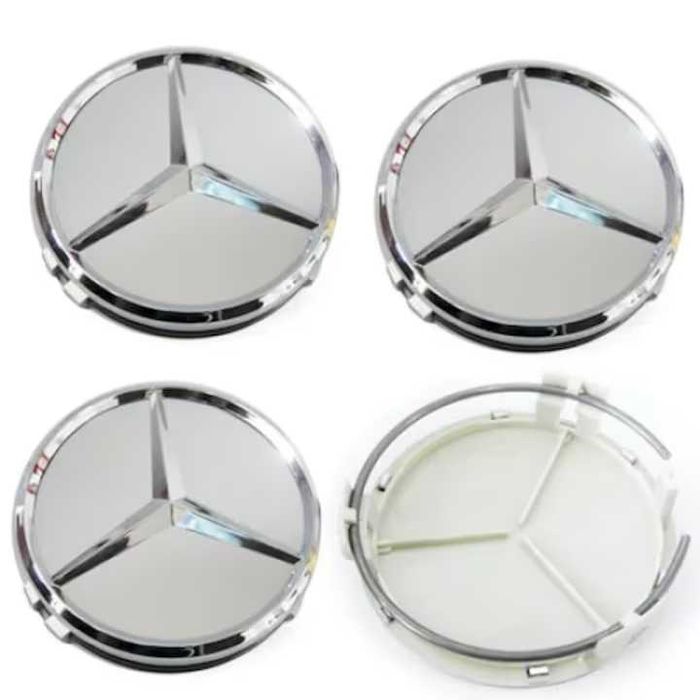 Капачки за джанти за мерцедес Mercedes 75мм сиви, хромиране