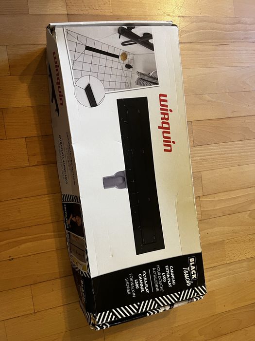 Vand rigola noua, Wirquin Venisio Slim Black Touch Rigola dus extra-slim 500mm cu membrana antimiros inclus
