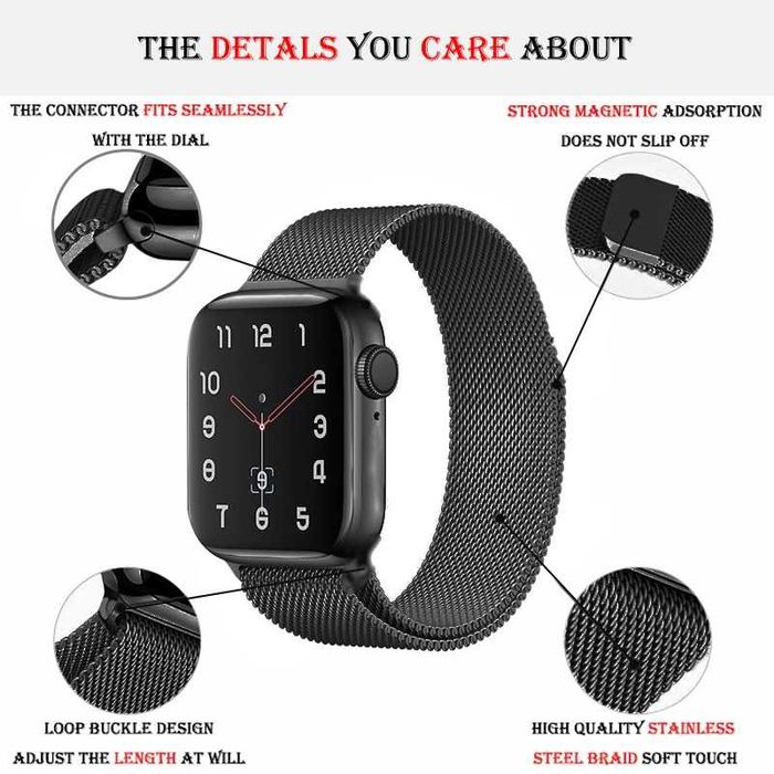 Curea ceas bratara metal Apple Watch 42 44 45 49 mm Milanese Loop 40
