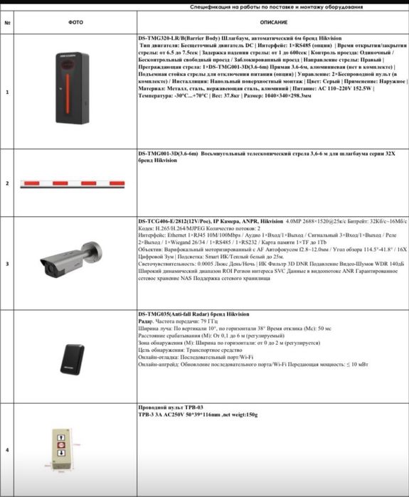 Шлагбаум hikvision в комплекте