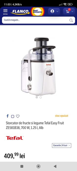 Storcator Fructe Tefal Easy Fruit ZE581B