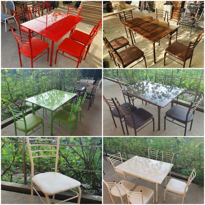 Камплэкт 6 та стул 1та стол акрил усилинний бакуват сифатли 920000 сом