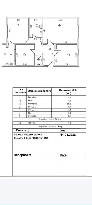 Vând apartament 3 camere decomandat