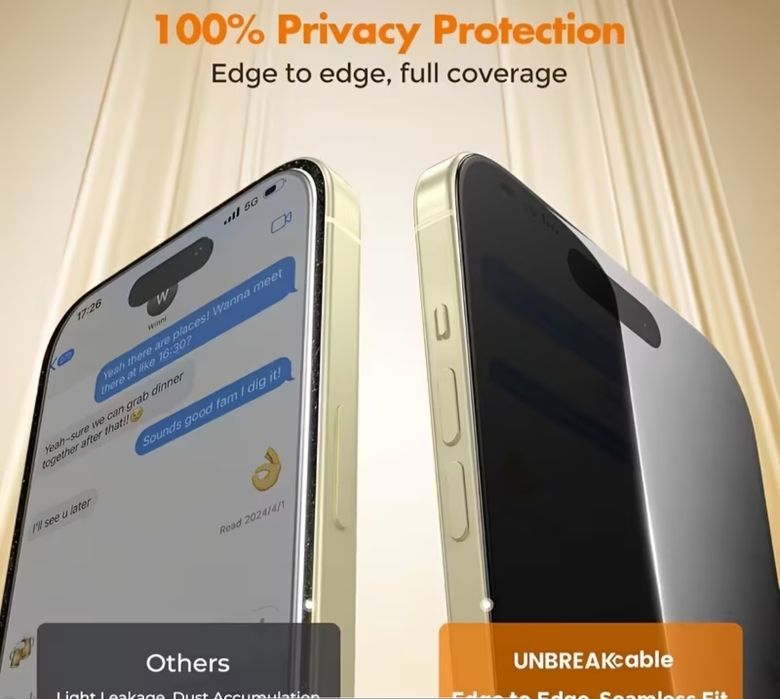 Iphone 17,16,151413,12,11Se,XrX Прайвъси стъклен протектор Anti-spy