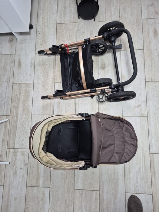 Set cărucior L-SUN + scoică auto – landou + sport, stare foarte bună