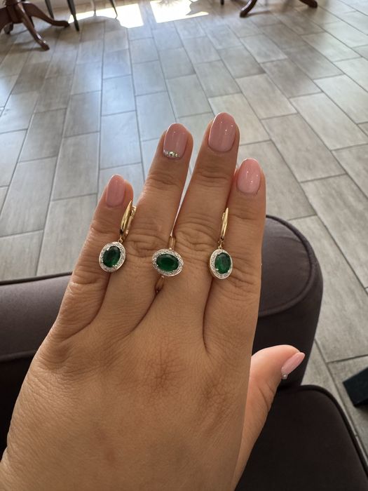 Набор золото серьги и кольцо