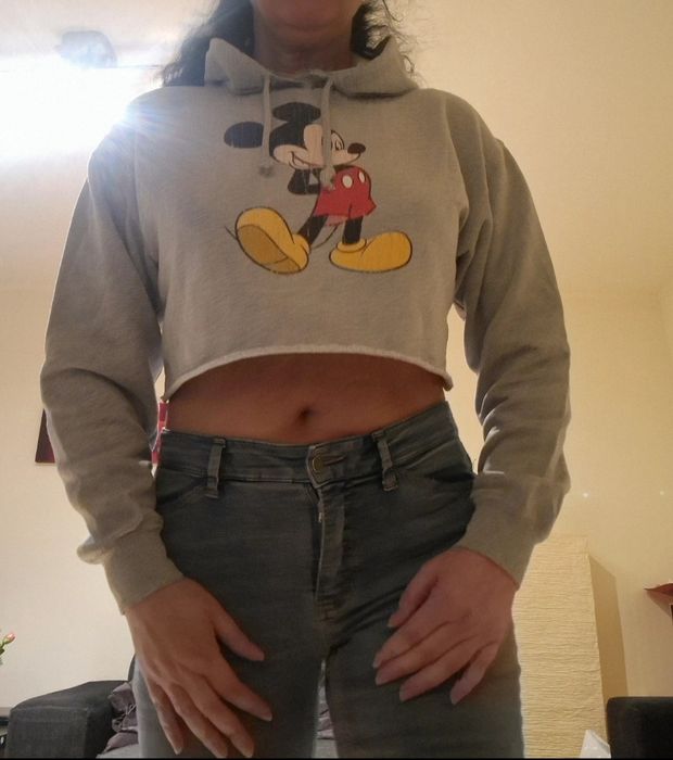 Crop hoodie, imprimeu Disney, Bershka