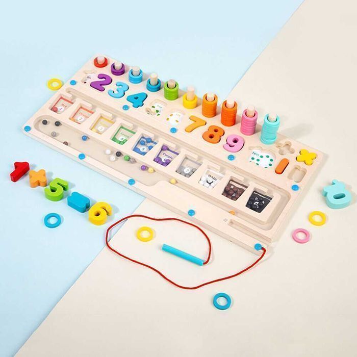 Joc Educativ din Lemn, Labirint Montessori, Margele si Stilou Magnetic