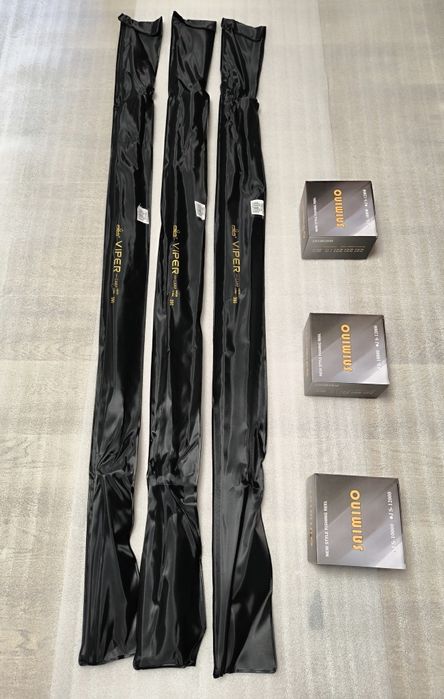 SET 3 Lansete FL VIPER 3.90m 3.5 LBS 2 tronsoane + 3 Mulinete JS10000