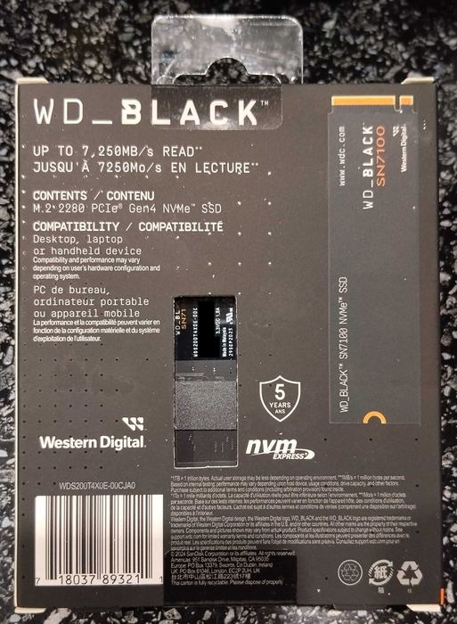 2TB NVMe SSD WD Black SN7100 7250MB/s – Нов, Гаранция