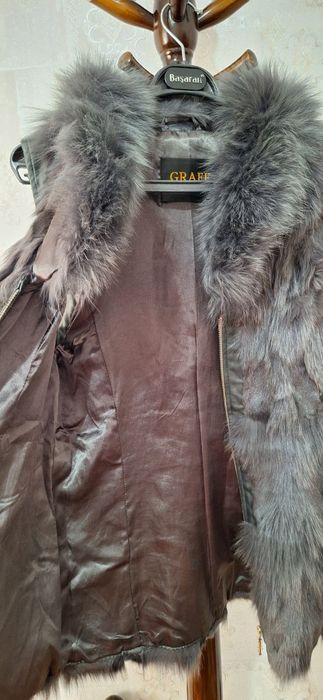 Жилет из натурального меха(кролик)+ кожа. Турция