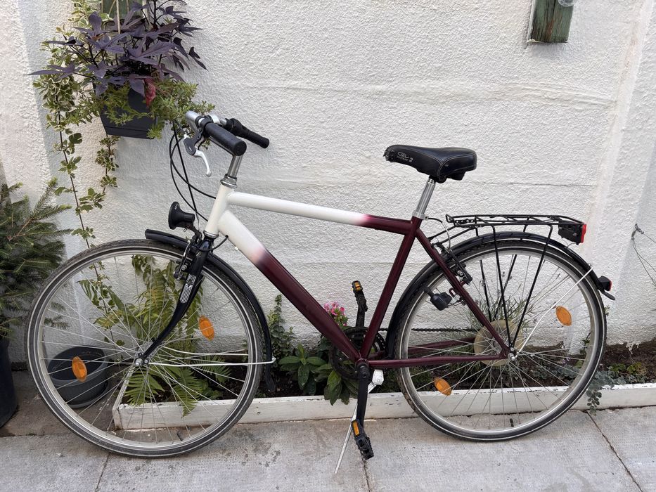 Bicicleta de oraș (alb-visiniu)
