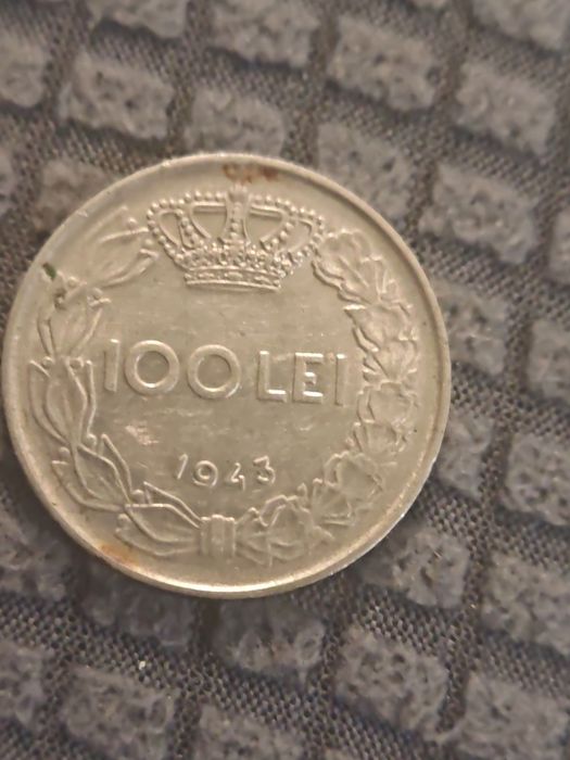 Moneda 100 Lei 1943 cu chipul Regelui Mihai