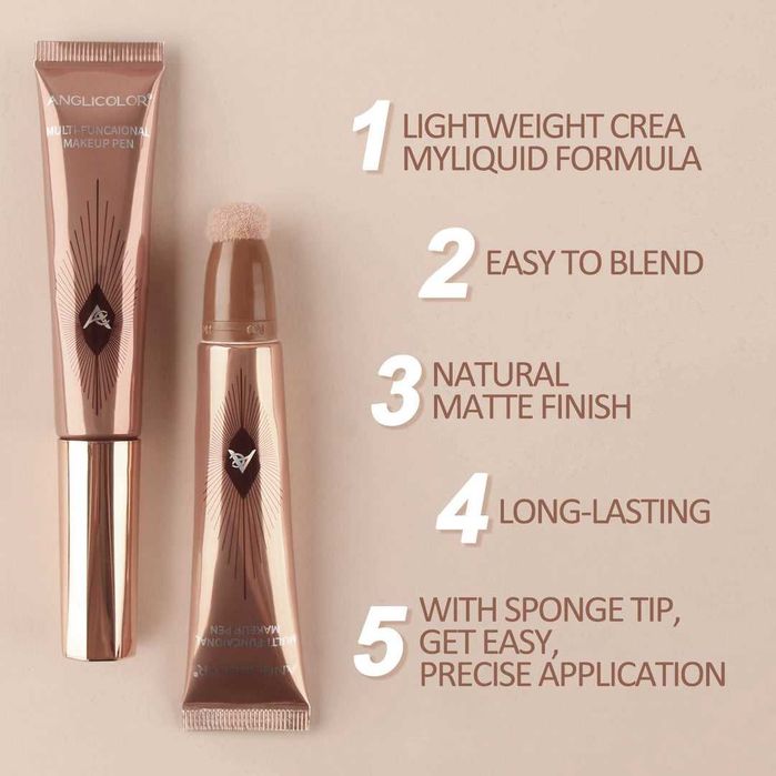 Iluminator facial Angefarge, reflectorizant, natural auriu, 12 ml