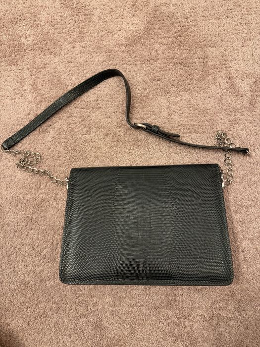 Geanta piele naturala, verde inchis Anna Cori