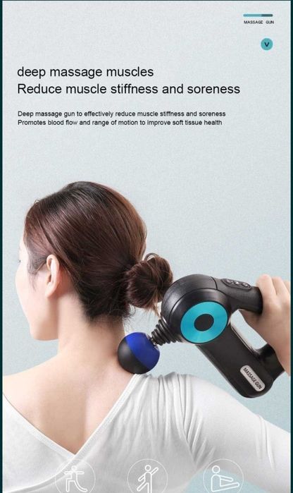 Ударный массажер Massage Gun Sk-8890 массажный пистолет c 12 насадками