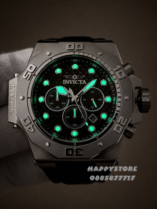 INVICTA Akula leather olive green 58 mm, Инвикта нов мъжки часовник