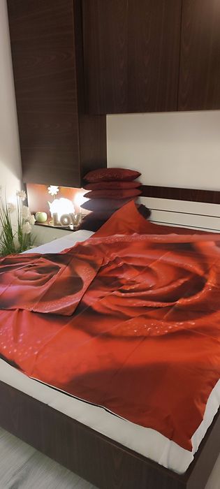 Set de pat 100%bumbac, imprimeu trandafiri cu roua, Covers&Co, nou