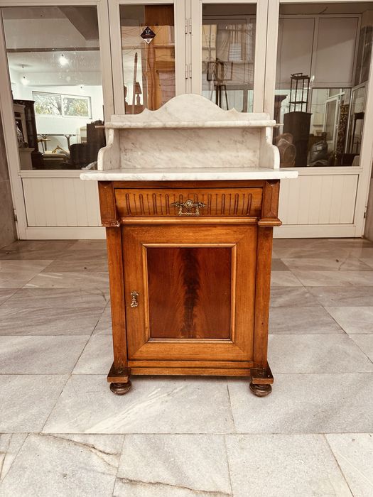 Античен шведски умивалник с мрамор – 1880–1910 г.