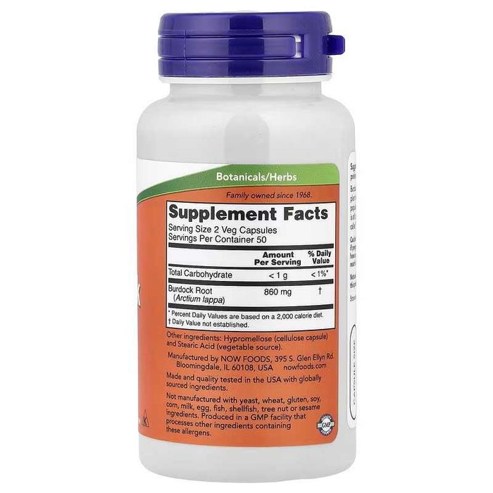 NOW Foods Burdock Root корень лопуха