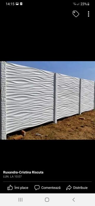 Gard din placi  beton ,coame și capace