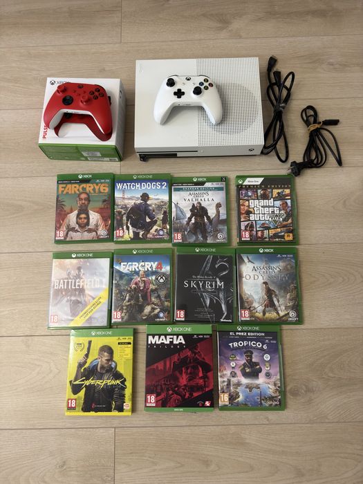 Xbox One S cu 1TB + 2 Joystick-uri + 11 Jocuri - Ready to Play