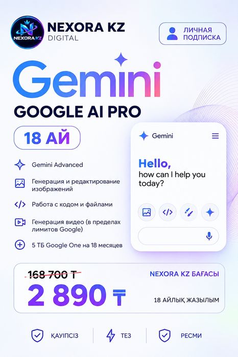Gemini pro 18 айға