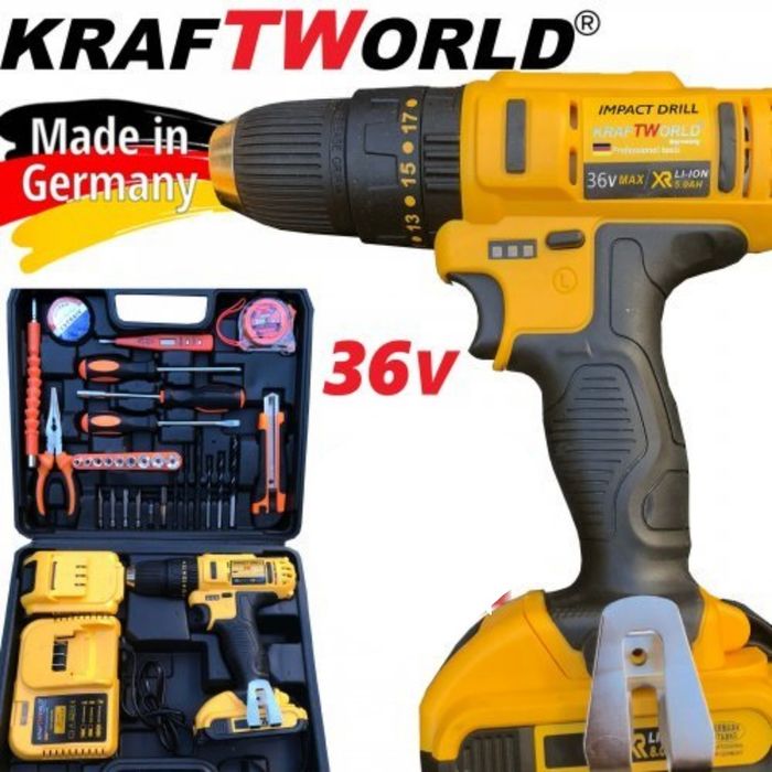 Акумулаторен Ударен Винтоверт KrafTRoyal безжичен 36V 8ah инструменти