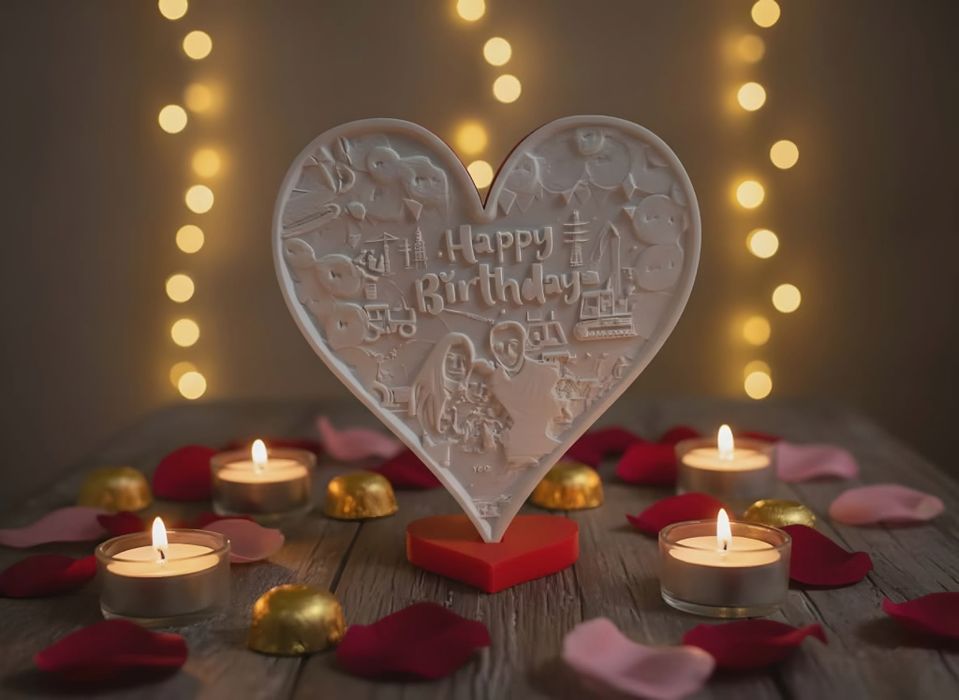 Персонализирана LED Лампа „Сърце със спомен“ - Свети Валентин