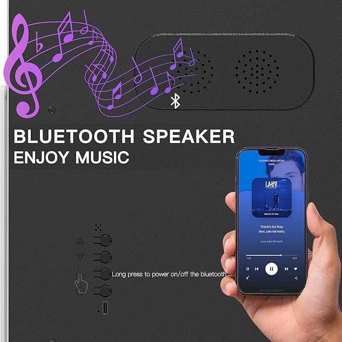 ЛЕД LED Безжично акумулаторно огледало за грим с Bluetooth 30 x 41 cm