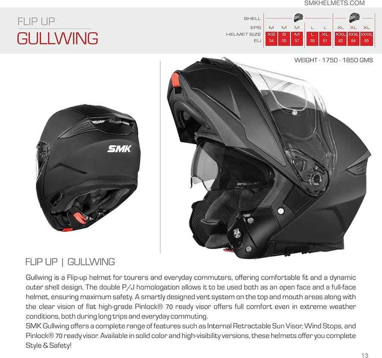 ТОП ОФЕРТА Отваряема мото каска за мотор SMK GULLWING KRESTO,очила!