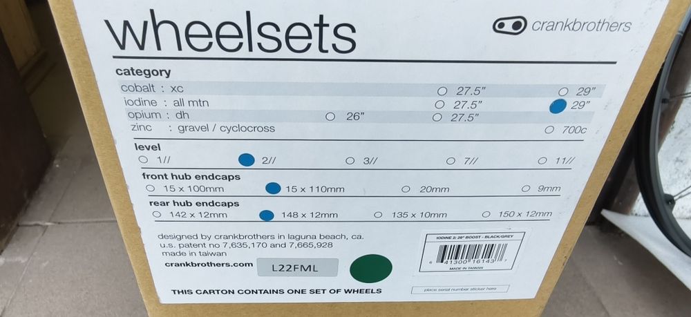 Капли Crankbrothers Iodine2 Disc 6-bolt 29" Boost 15x110/12x148 Enduro