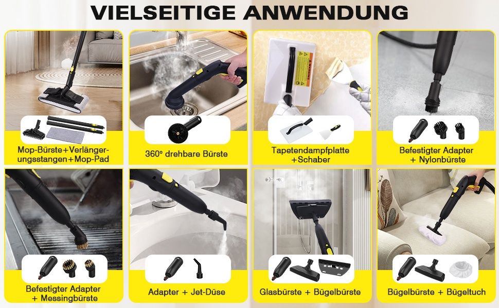 Мултифункционална парочистачка TVD SW-608, 1800W с 26 приставки