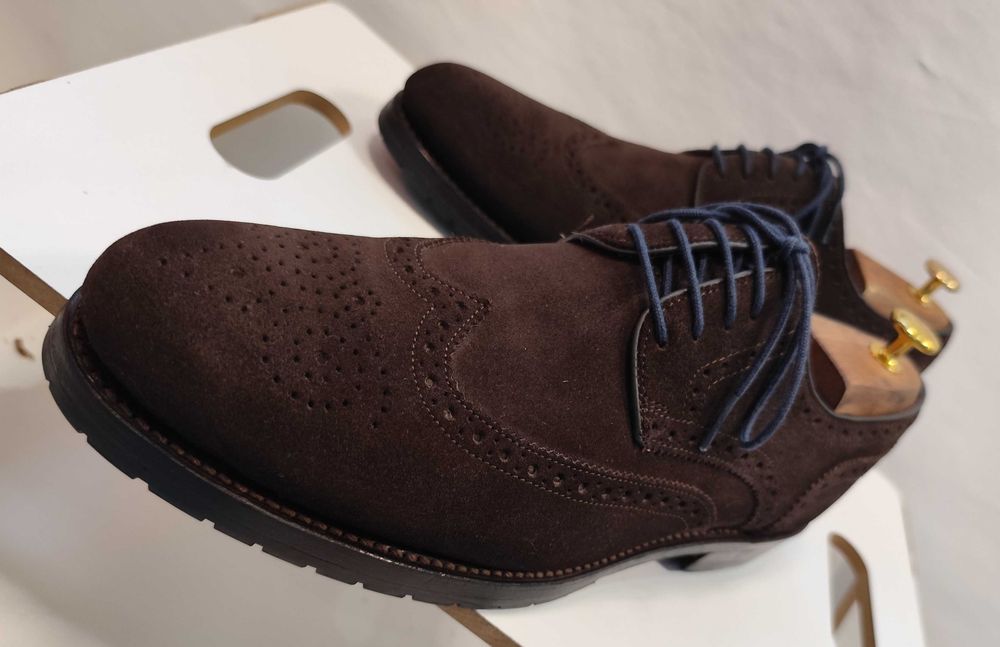 Pantofi derby brogue 43 43.5 premium Wellensteyn piele naturala maro