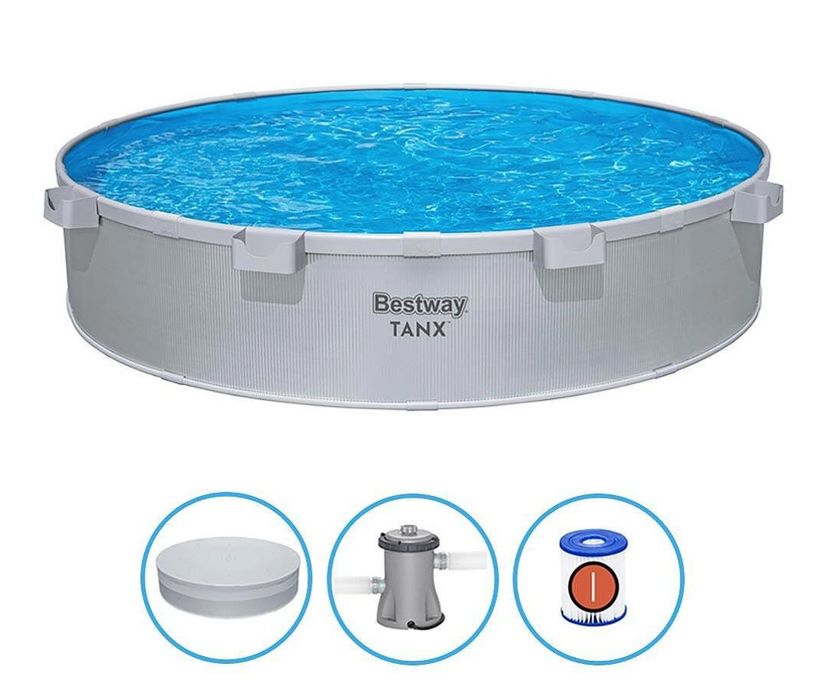 НОВ Луксозен метален басейн BESTWAY  3.05м-61 см. Гаранция 2 години
