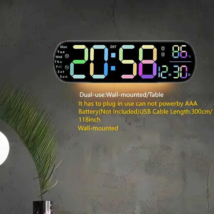 RGB Настенные электронные часы LED с пультом, Devor soat RGB pultli